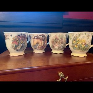 Royal Doulton Four Seasons set of 4 tea cups - Brambly Hedge Bone China